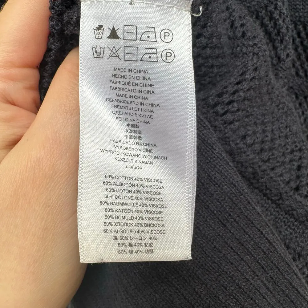 Michael Kors Navy Blue Open-Knit Sweater - Size M - Image 8