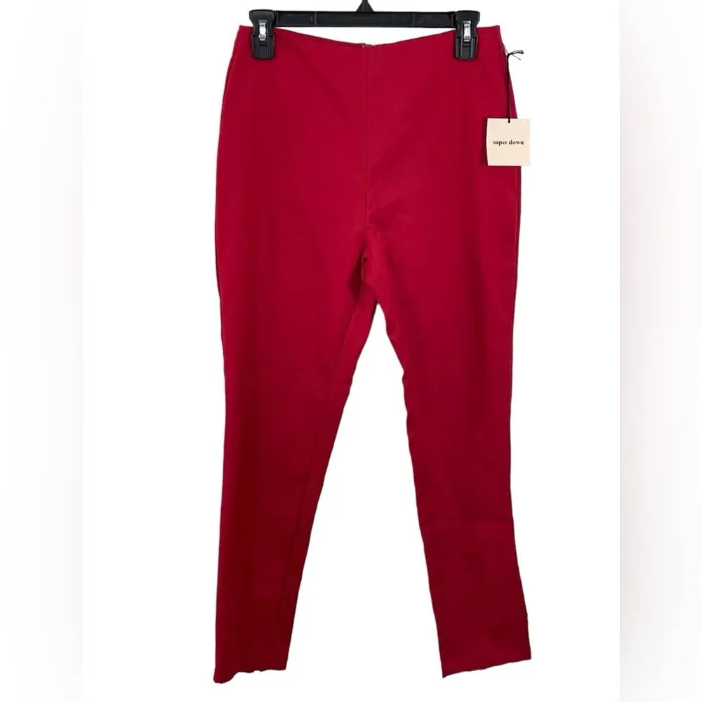 NWT Superdown Maisie Zip Back‎ Skinny Pants Red Size SMALL - Image 4