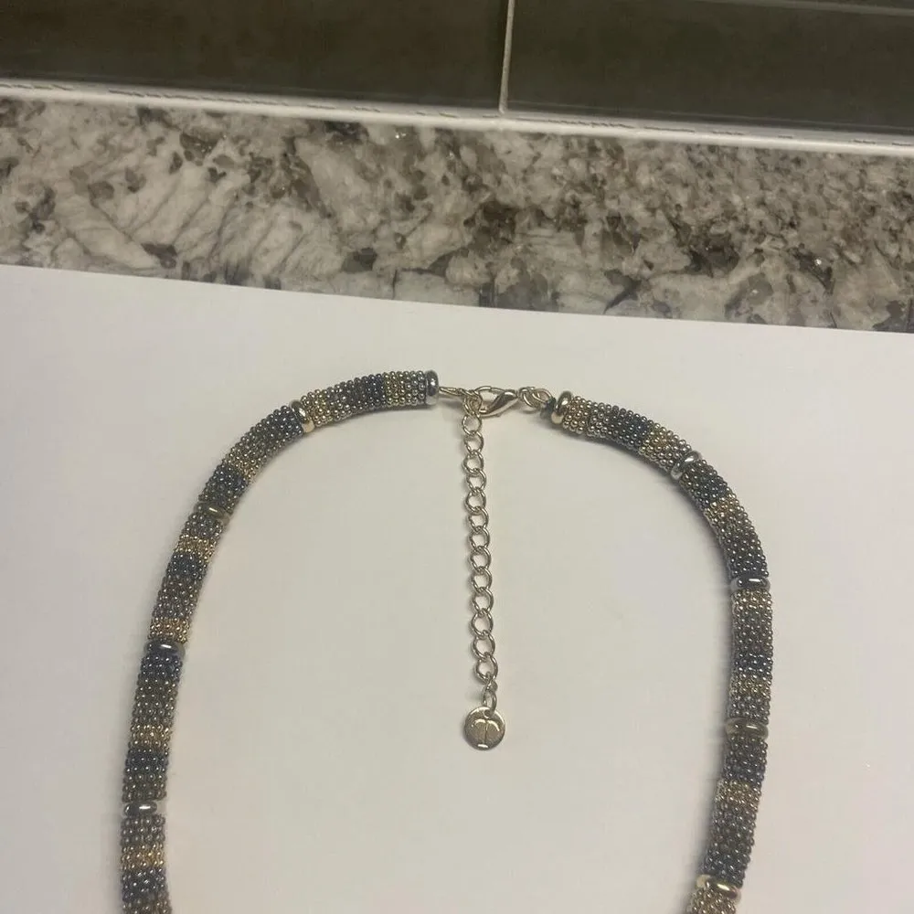 Women’s Signed T - Talbots - Two Tone Chain Costume Necklace - Image 5