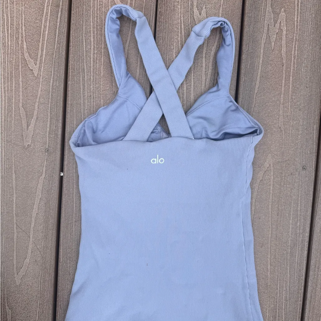 Alo Women's elevate lavender ribbed built in bra tank top XS - Image 3