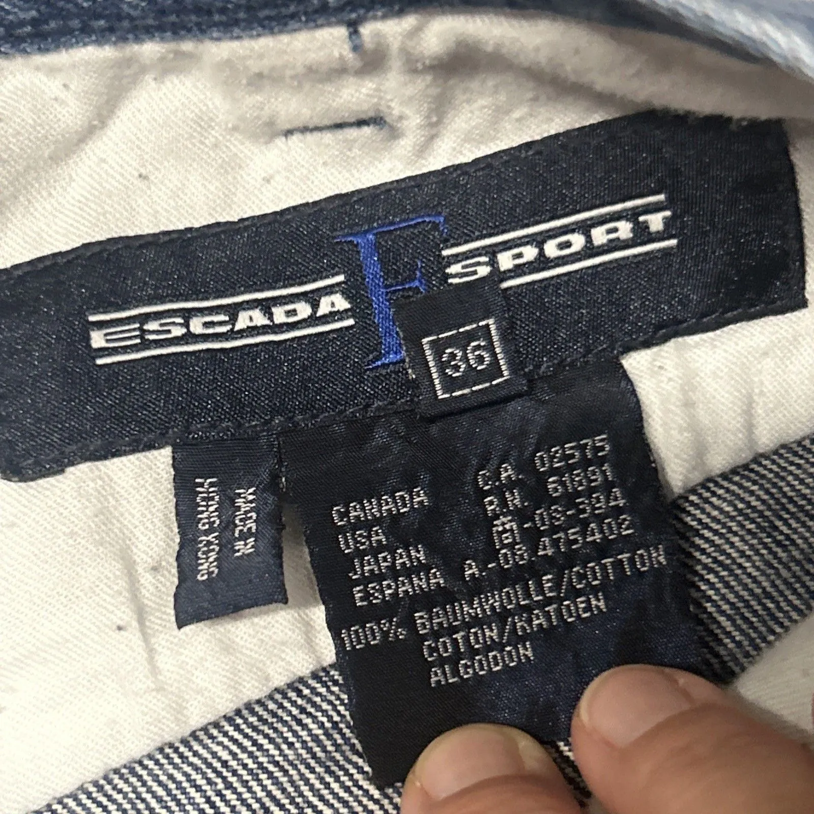 Vintage Escada Sport Denim Skirt Womens 36 Small Logo Blue Cotton Pockets - Image 3