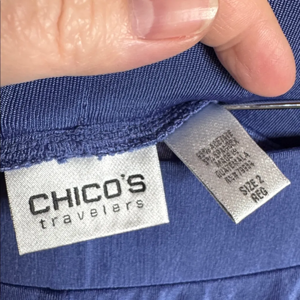 Chico’s Travelers Periwinkle Blue Pull-On Wide Leg Stretch Pants Size 12 (C-2) - Image 3