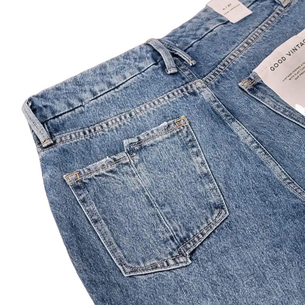 Good American Vintage Straight Leg Distressed Blue Jeans Womens Size 4/27 NWT - Image 11