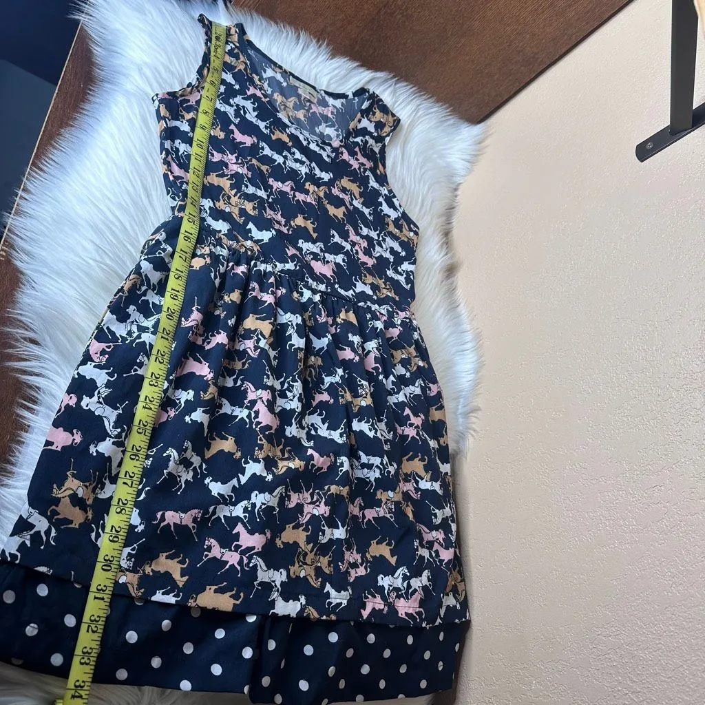 Anthropologie Porridge Petaluma Peep Hem Dress Navy Horse Print & Polka-Dot Hem - Image 8