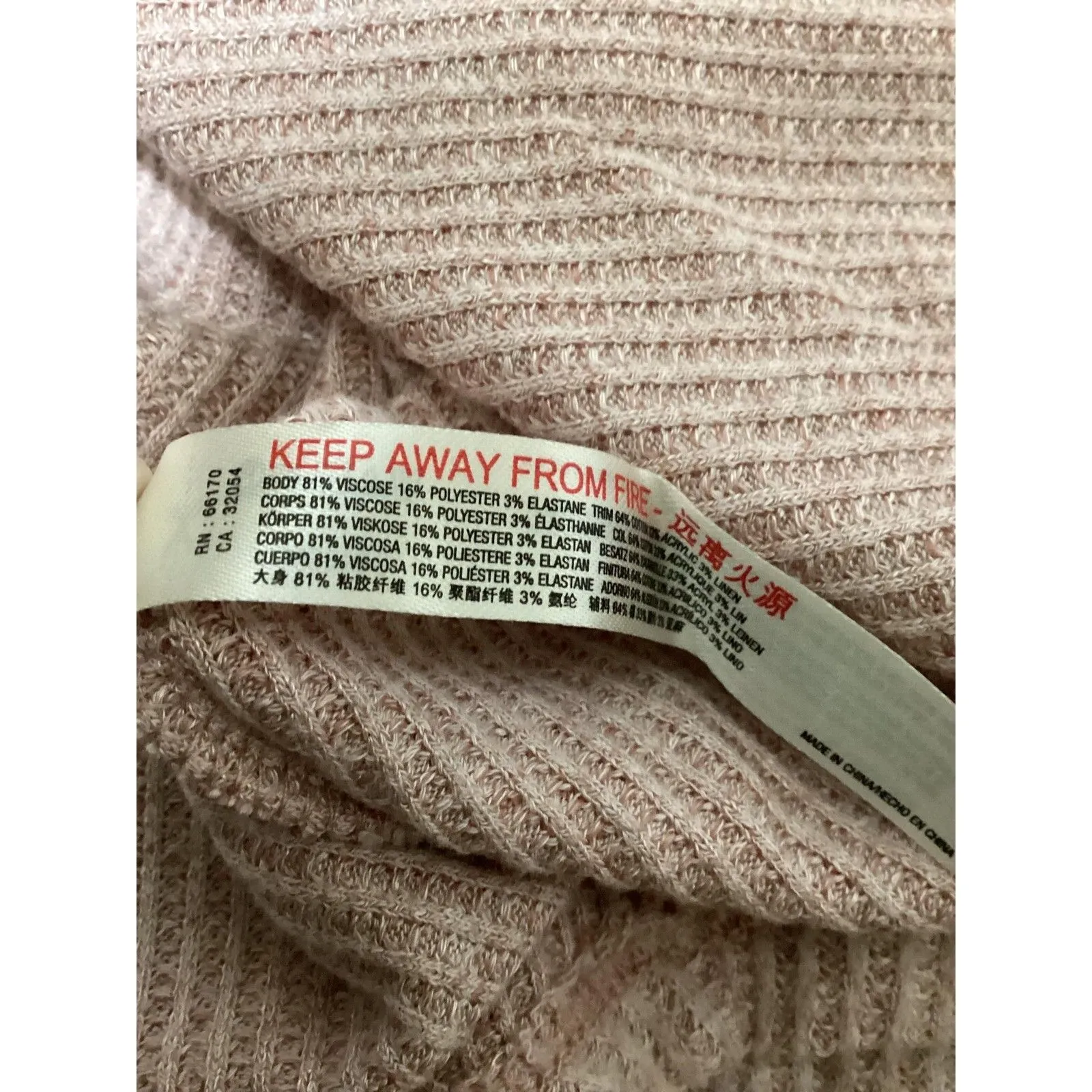 Daily Practice Sweater Womens Medium Pink Ribbed Knit Notch Neck Long Sleeve - Image 7