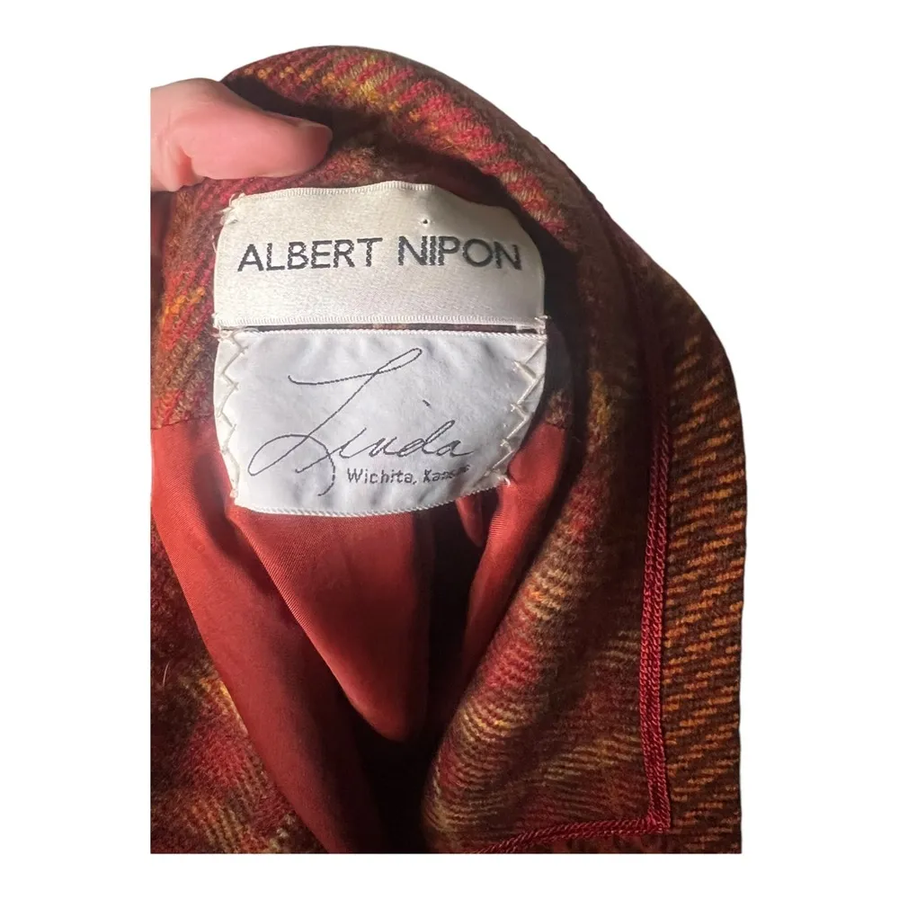 Vintage Wool 1970’s Plaid Coat 12 Yellow - Image 7