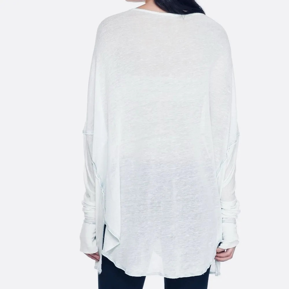 FREE PEOPLE We The Free Never Give Up Oversized Top V Neck Tee in Ivory White XS - Image 2