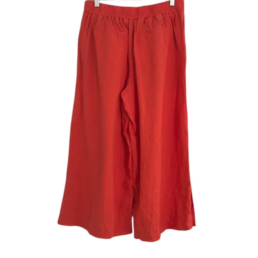 Athleta Playa Coral Linen Wide Leg Cropped Pants Size 12 Pashion Fruit 798591 - Image 4