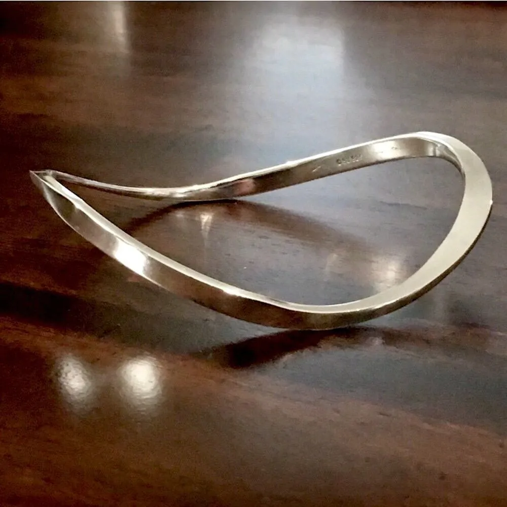 Wavy Sterling Silver Bangle Bracelet - Image 2