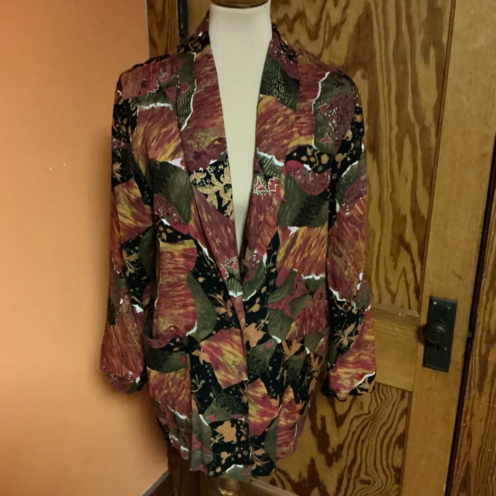 Vintage Art Print Pattern Blazer Women’s Statement Jacket Size undefined - Image 6