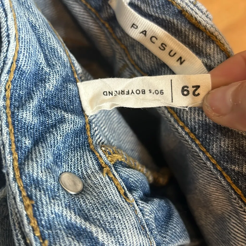 Pacsun 90s boyfriend high rise distressed jeans light wash hole pant wide leg - Image 5