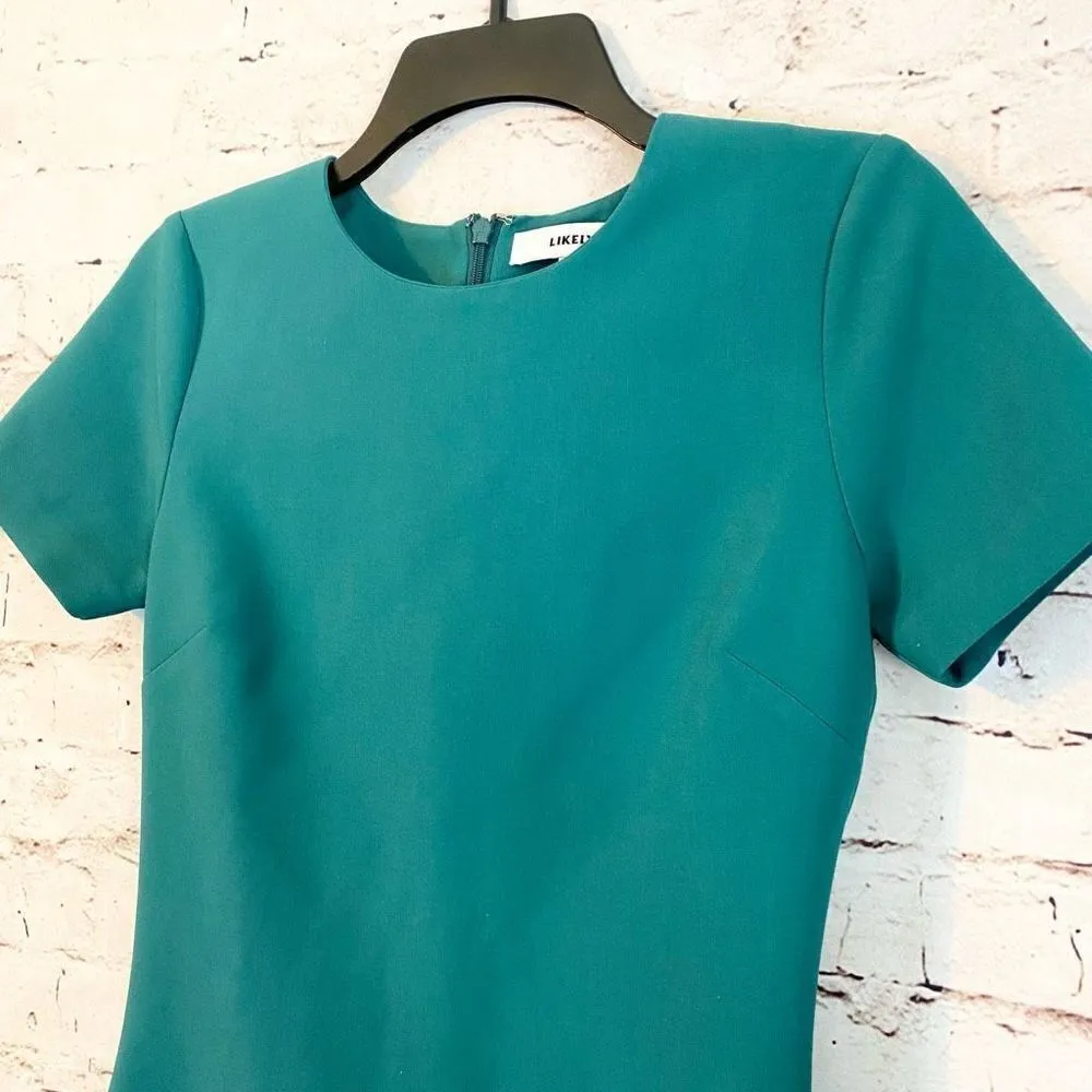 Likely Green Ver Manhattan Smooth Slim Short Sleeve Mini Dress Bodycon Size 4 - Image 4