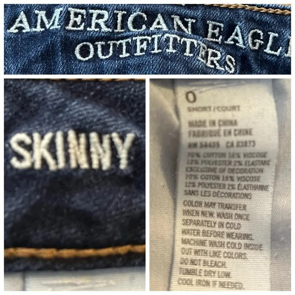American Eagle Skinny Ankle Jeans Low Rise Medium Blue Women’s Stretch Size 0S - Image 5