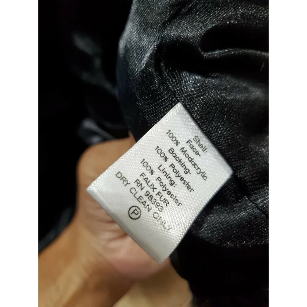 Rachel Zoe Women's Black & White Modacrylic Long Sleeve Casual Fur Jacket 1X - Image 10