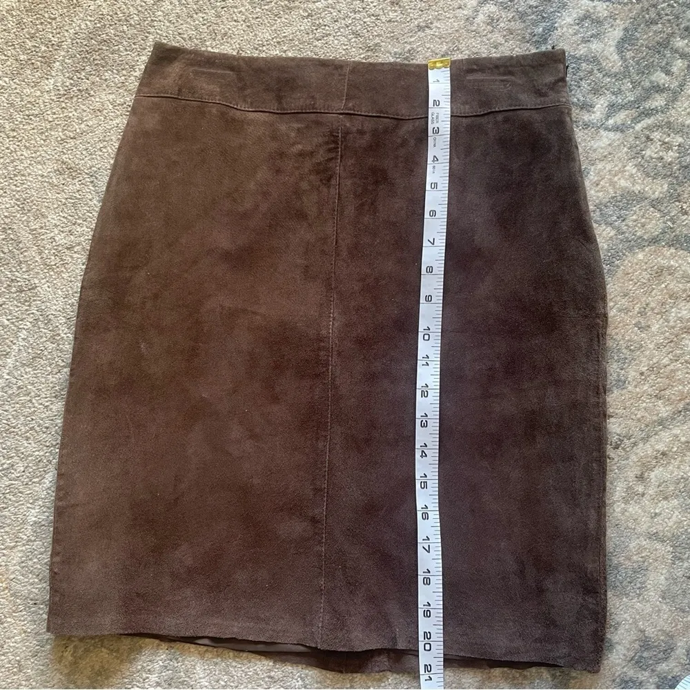 Vintage BB Dakota Brown Genuine Leather Suede High Wasted Pencil Skirt 7/8 - Image 8