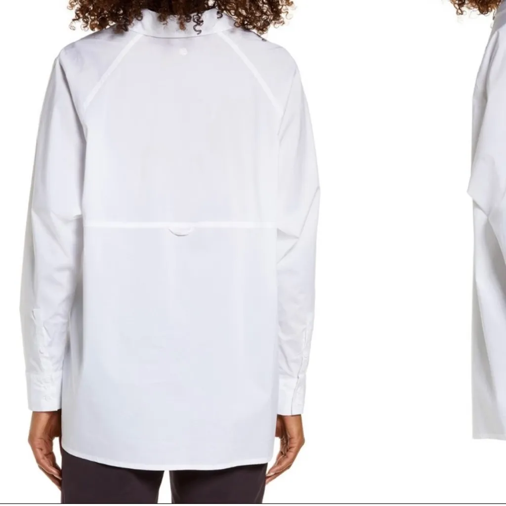 New Zella Medium White Performance Oversized Button Down Long Sleeve Shirt - Image 6