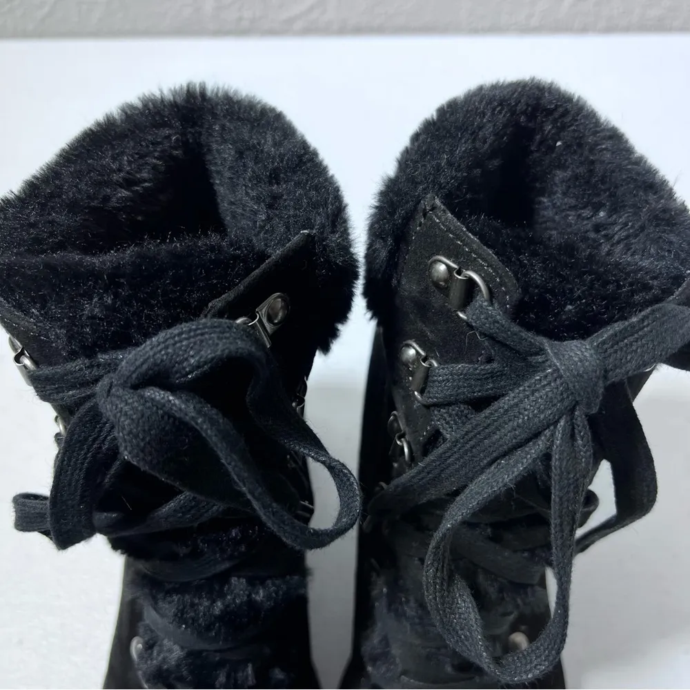 A New Day Larina Black Faux Fur Heeled Ankle Boots - Image 6