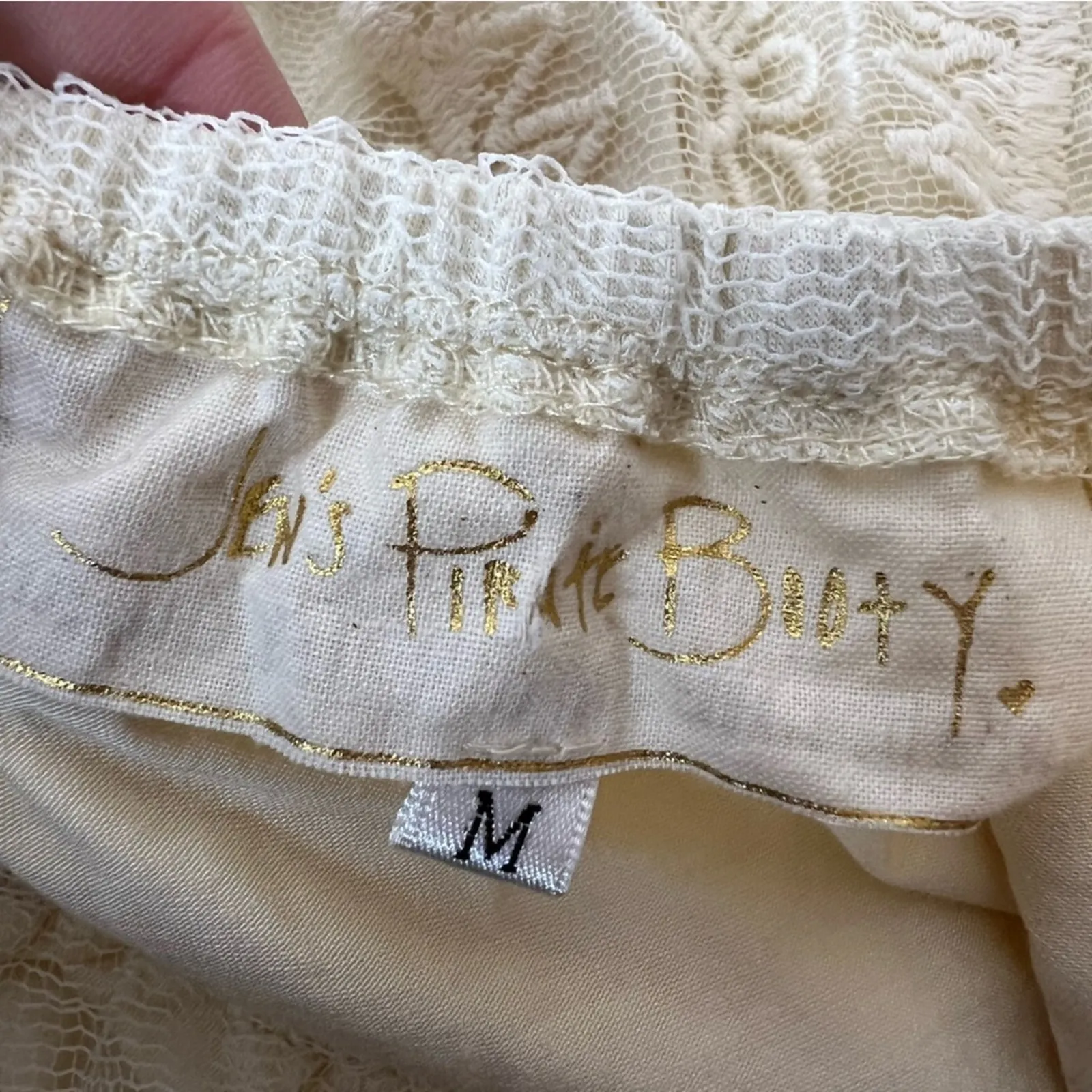 Jen’s pirate booty Free people Bardot lace bell sleeve mini dress sz M cream - Image 9