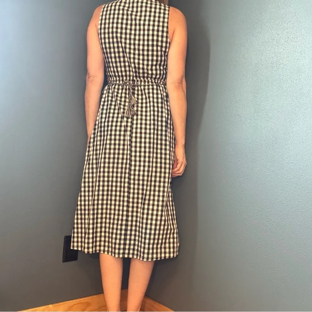 Black and White Gingham Side Cut Out Sleeveless Midi Dress size Small - Image 7