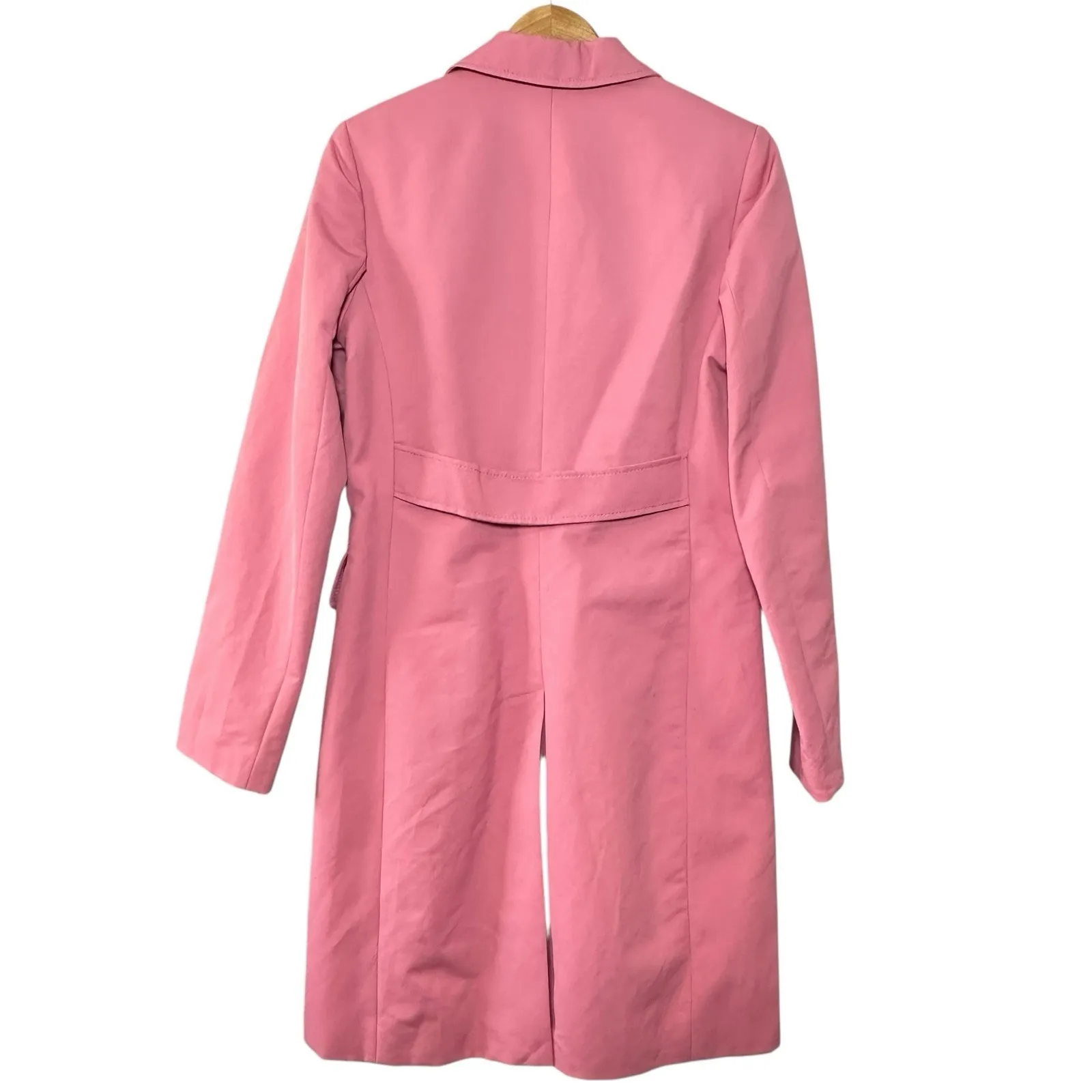 Express Women's M Pink Trench Coat Longline Button Front Fall Barbiecore Chic - Image 3