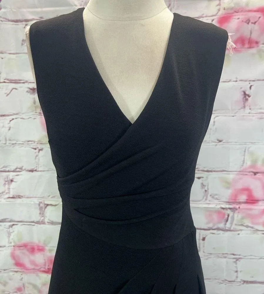 White House Black Market Sleeveless Faux Wrap Pleat Accent Dress Black Size 0 - Image 5