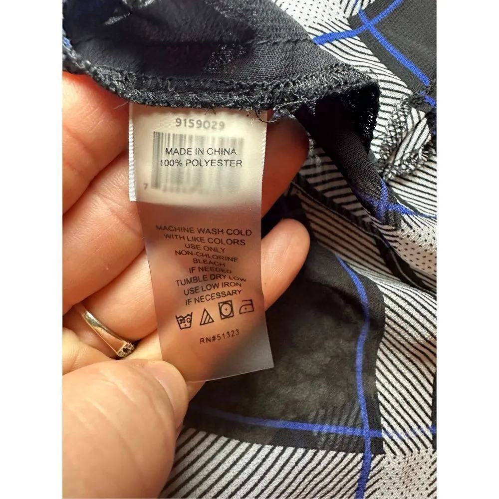 Vince Camuto Highlands Windowpane Plaid Dolman Sleeve V-Neck Top Sz M - Image 9