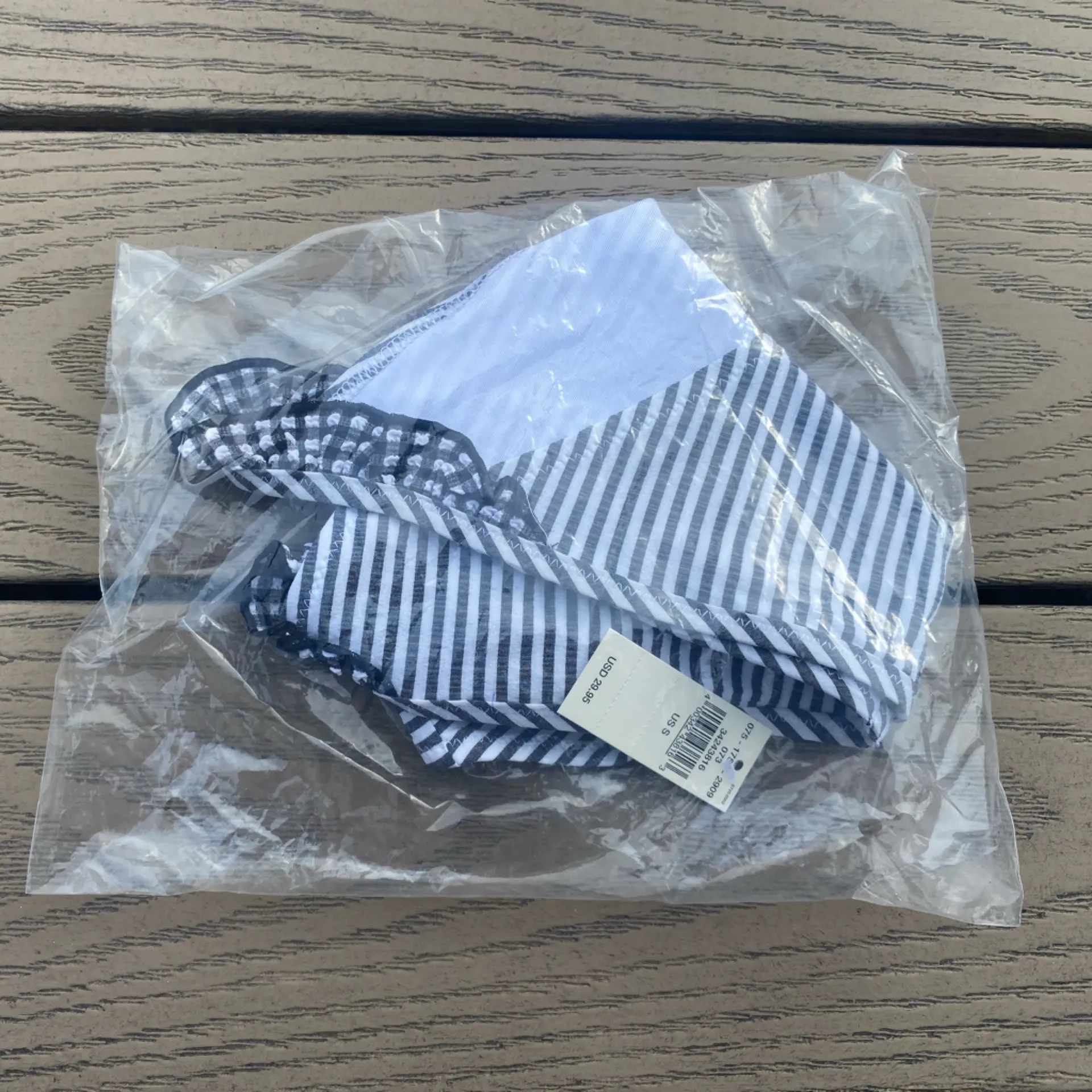 NWT aerie small gingham ruffle stripe bikini bottom swim bottom blue white - Image 2