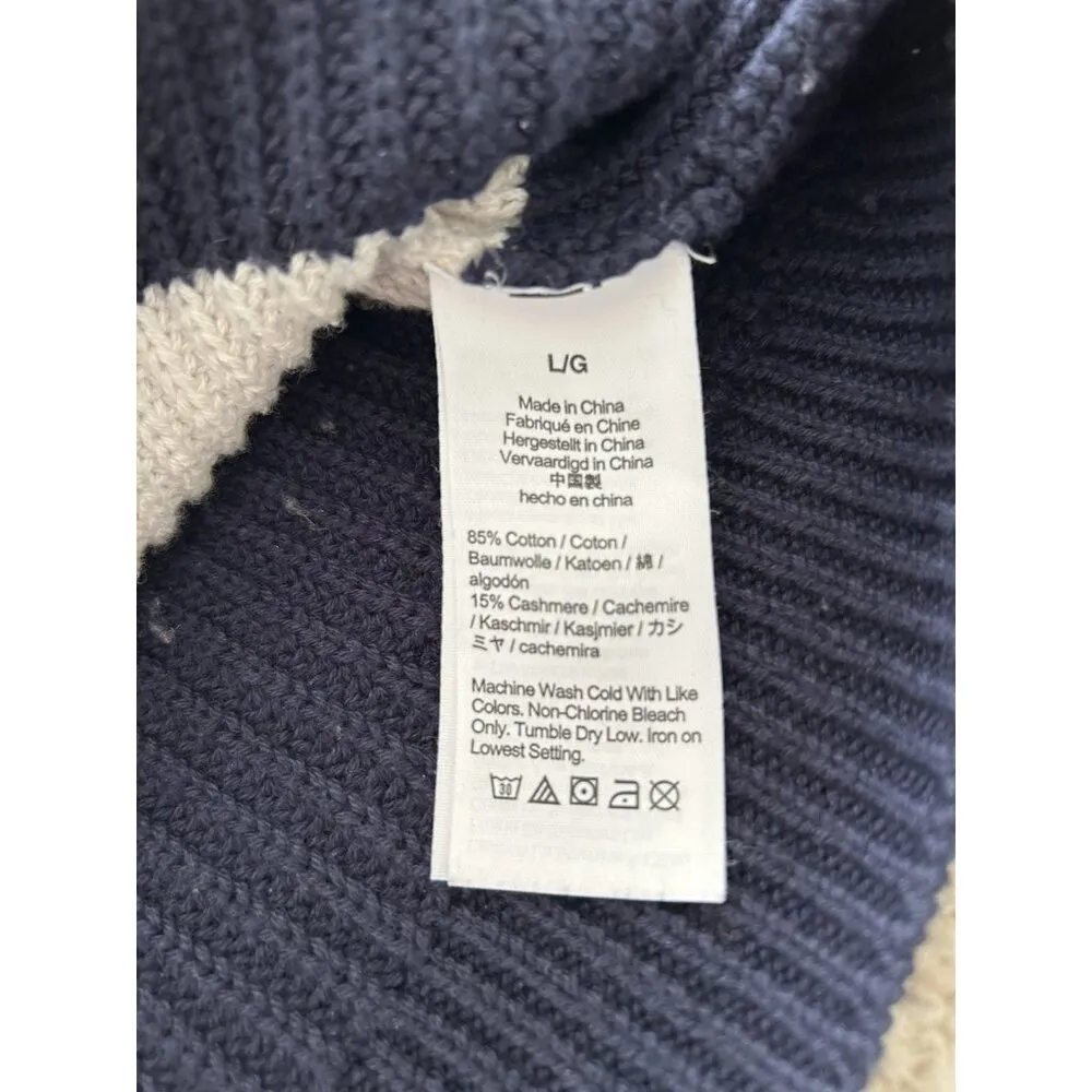 J Crew Navy White Striped Crew Neck Long Sleeve Cotton & Cashmere Sweater Size L Size L - Image 5