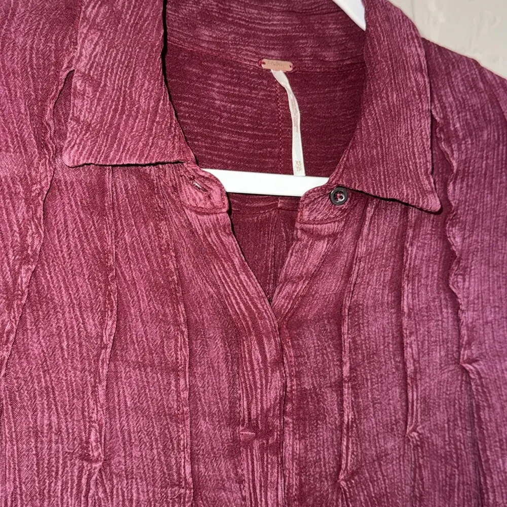 Free‎ People tunic long sleeve pockets xs oversized pleated hidden button down - Image 2