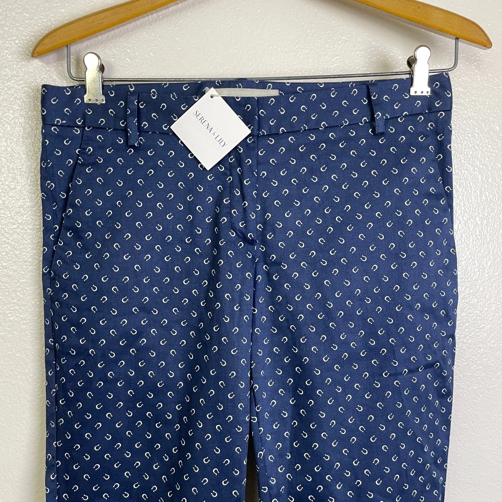 Serena & Lily Nina Pants Womens Size 4 Blue Horseshoe Printed Chino Straight NWT - Image 6