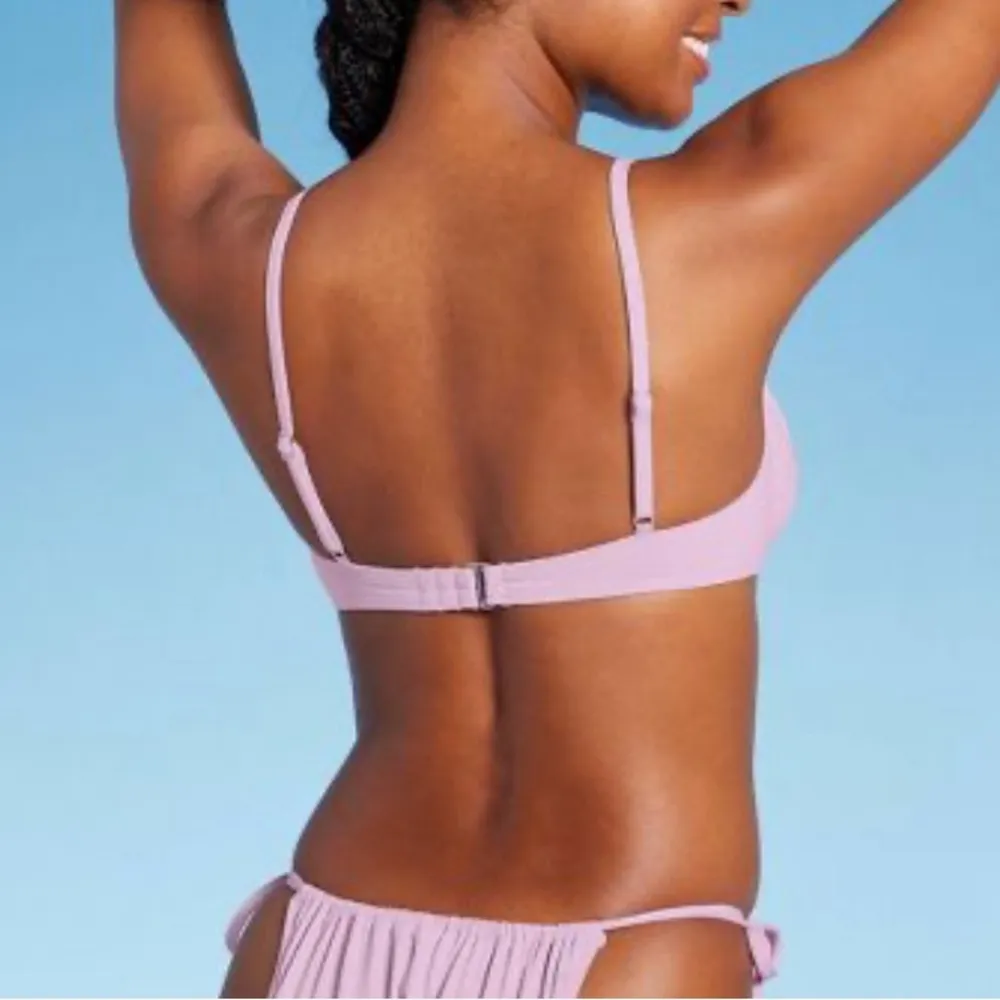 New  Women’s Shirred Bikini Top Light Purple Sparkle Size XXS NWT - Image 3