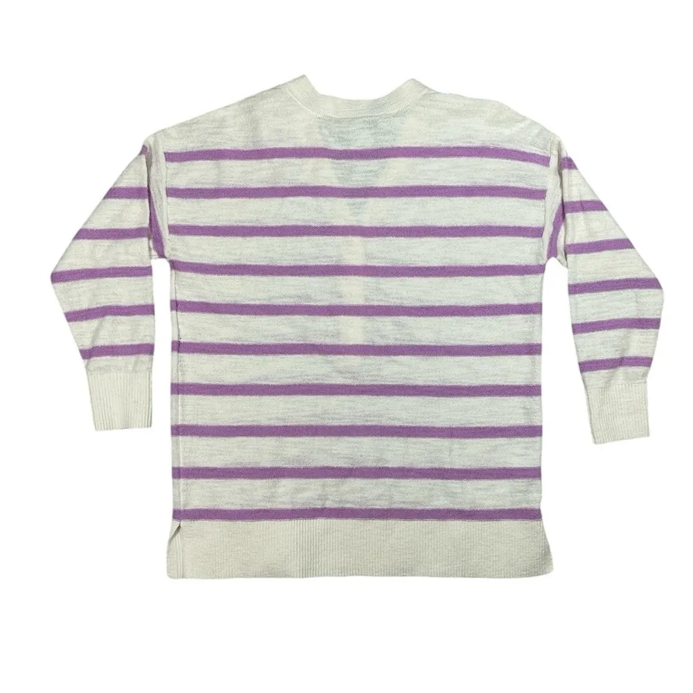 LOFT Striped Drop Shoulder Henley Sweater - Image 2