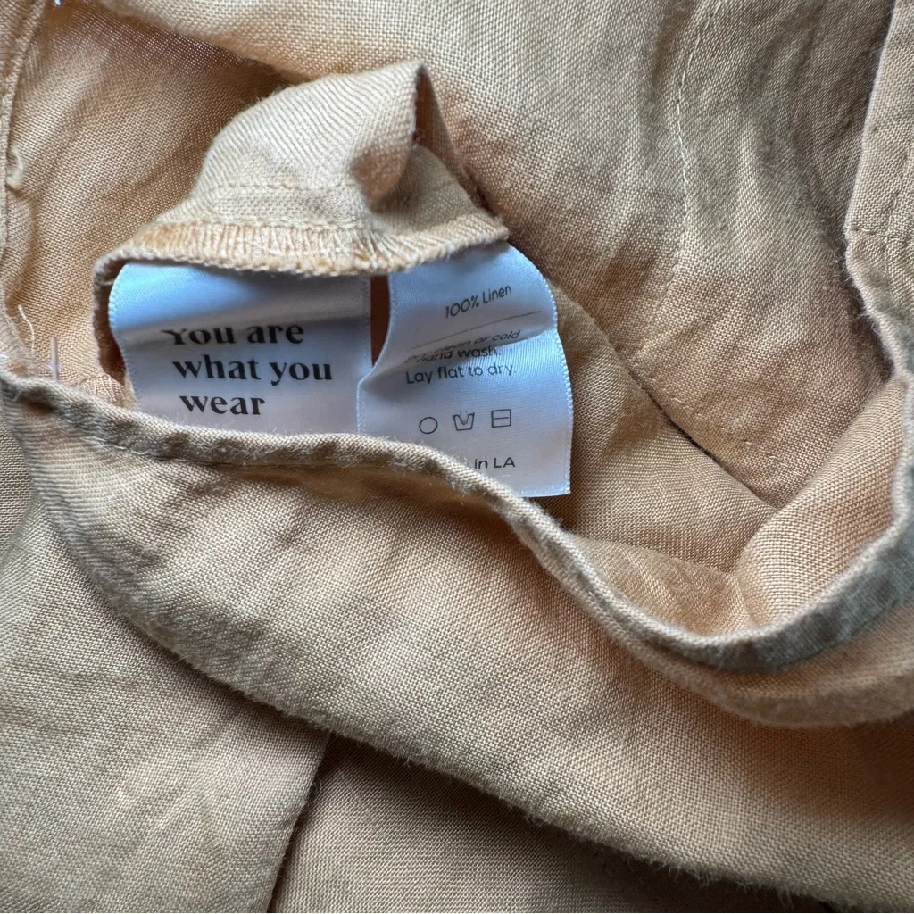 MATE The Label Maya‎ Linen Overalls Jumper Jumpsuit Apricot Peach Size M - Image 5