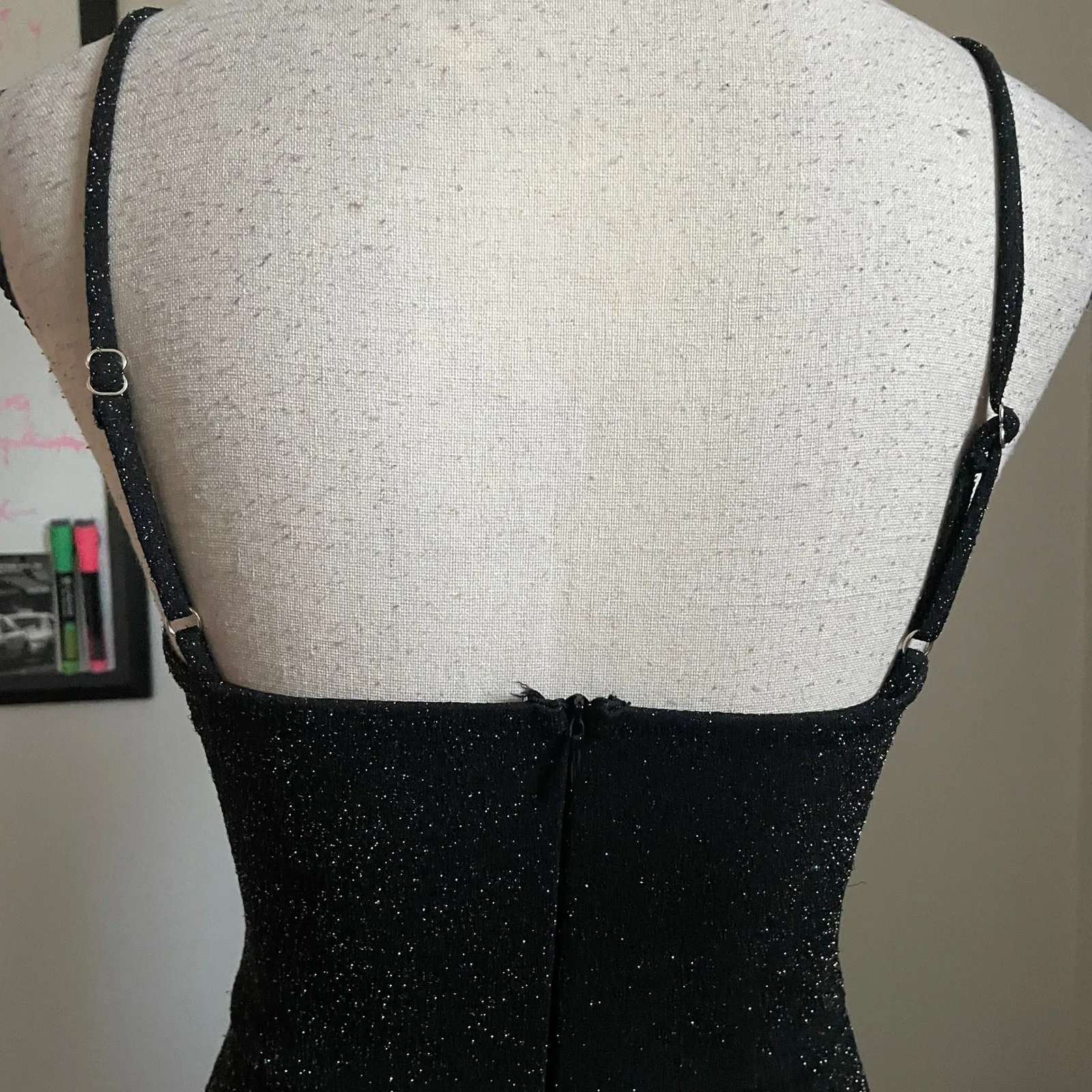 Altar'd‎ State Glitter Tulip Mini Dress Small Black VNeck Party Event Sparkly - Image 4