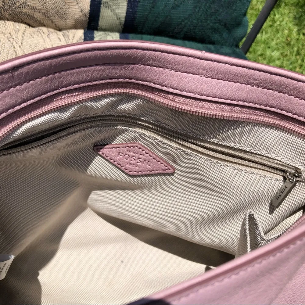 Fossil Maya Crossbody Suede Leather Lilac Purse - Image 14