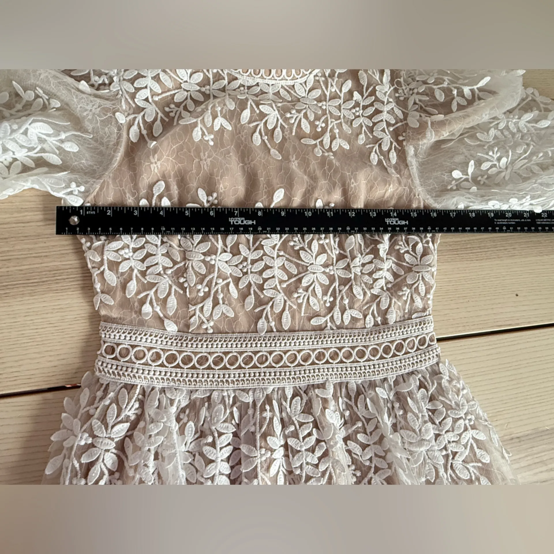 Ivy City Co Sicily Dress with Champagne Lining. Lace Floral Midi Dress Cream 4 White - Image 11