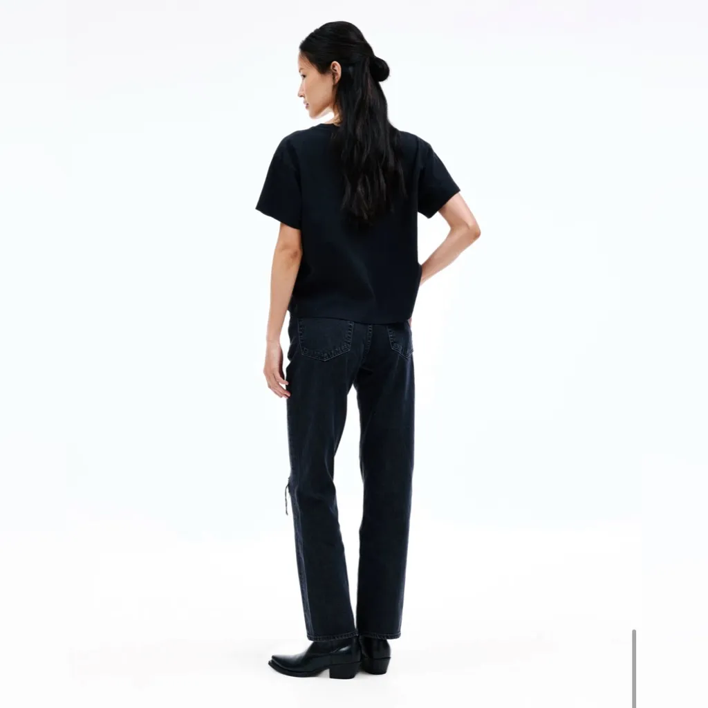 SLVRLAKE Jeans 28 London Denim Straight Leg Distressed Long Gone Faded‎ Black - Image 3