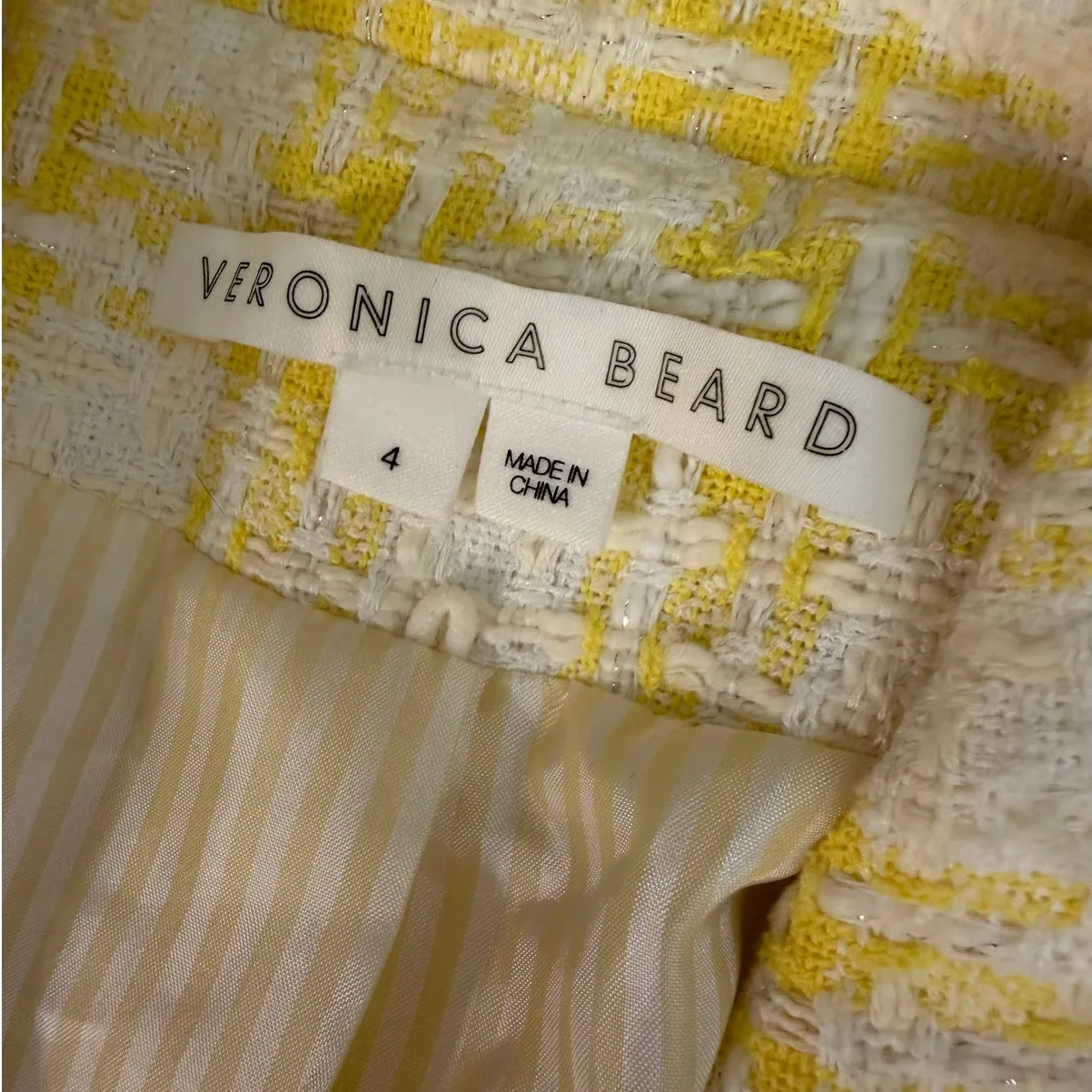 Veronica Beard Blazer Jenny Short Sleeve Yellow Plaid Dickey Jacket size 4 - Image 3