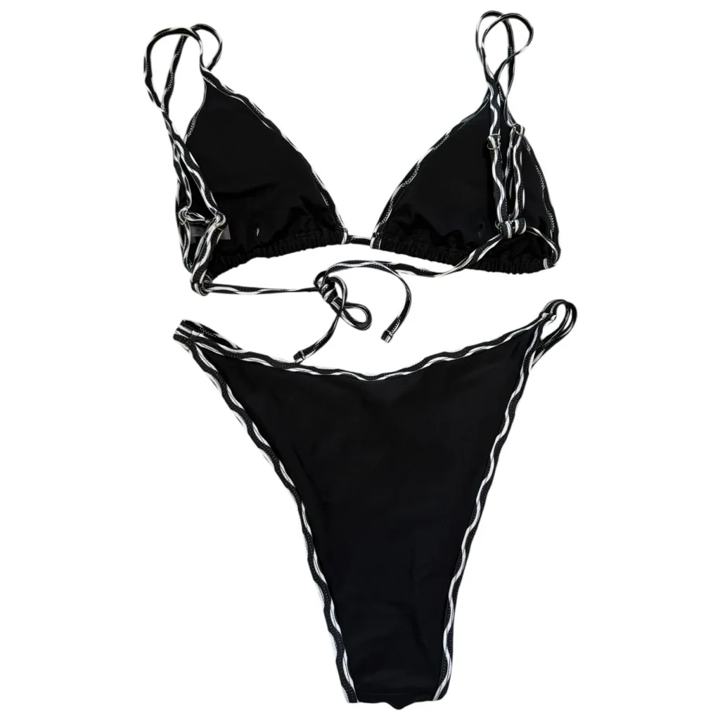 SHEIN Swim Summer Beach Contrast Binding Triangle Bikini Set - Image 4