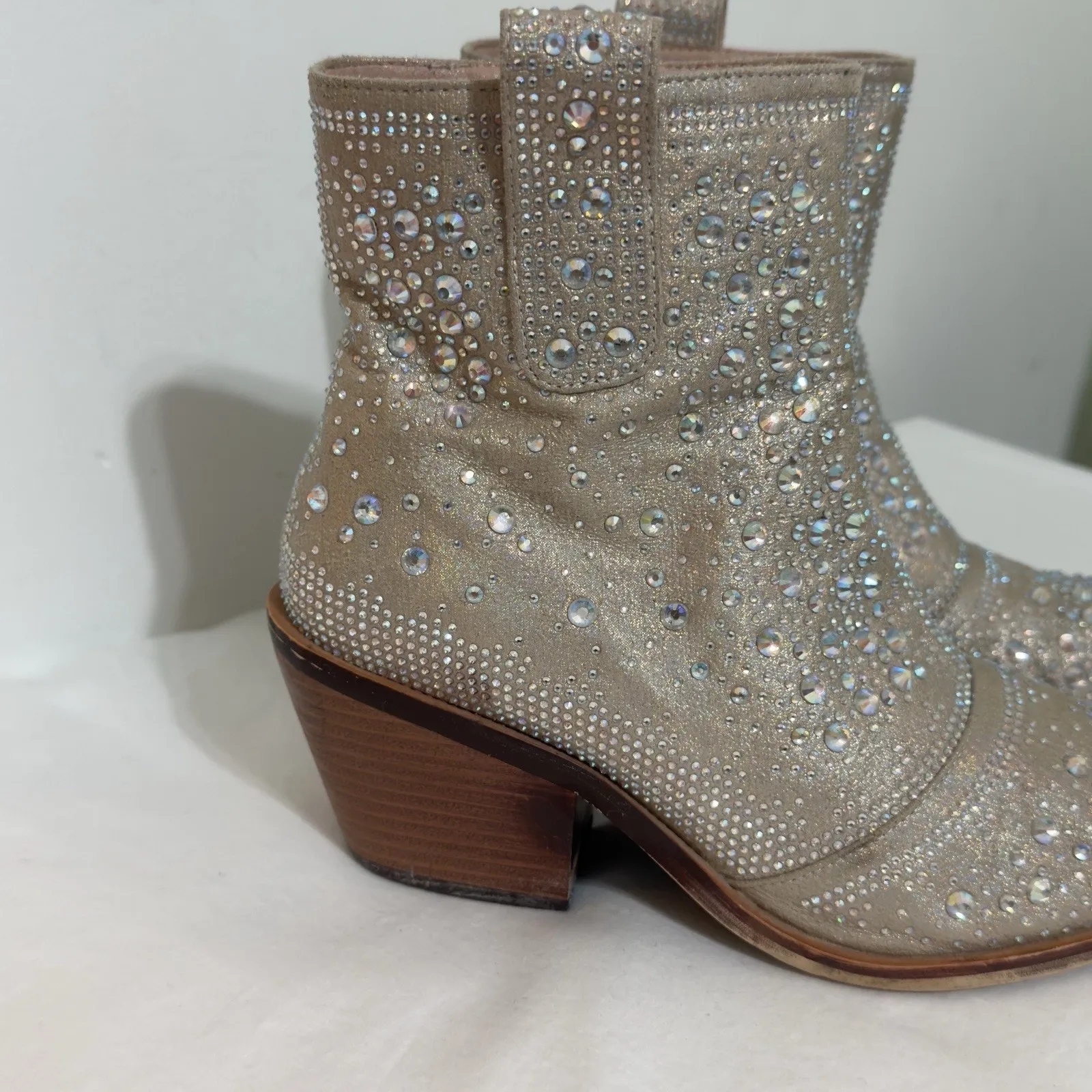 Isnow Women’s Ankle Boots Size 6 – Rhinestone Detail, Sparkly Fashion Silver - Image 5