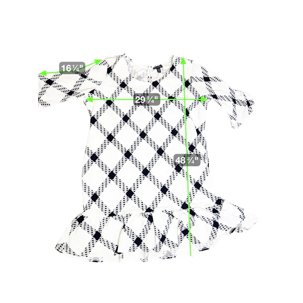 Ashley Stewart Black &‎ White Gingham Ruffle Hem Midi Dress NWT Size 34/36 - Image 9