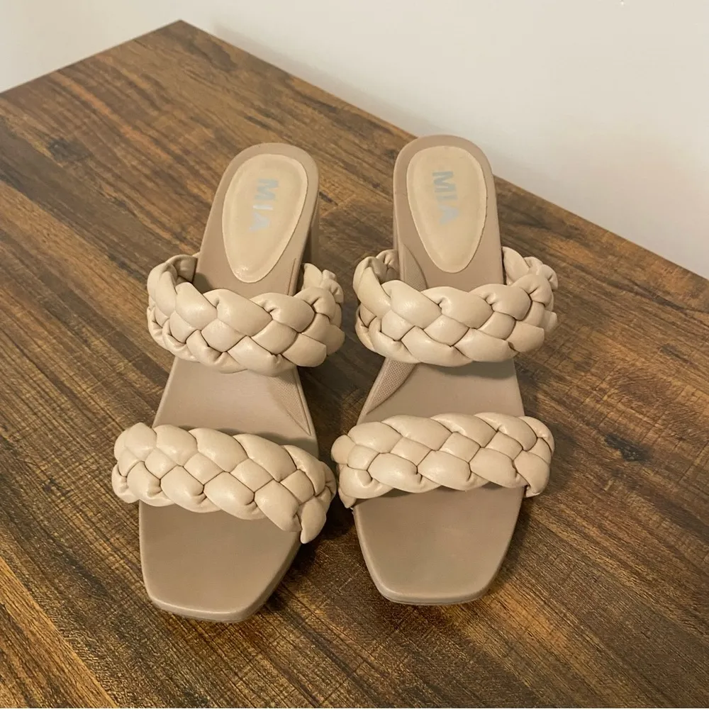 MIA Nude Braided Block Heels size 8 - Image 2