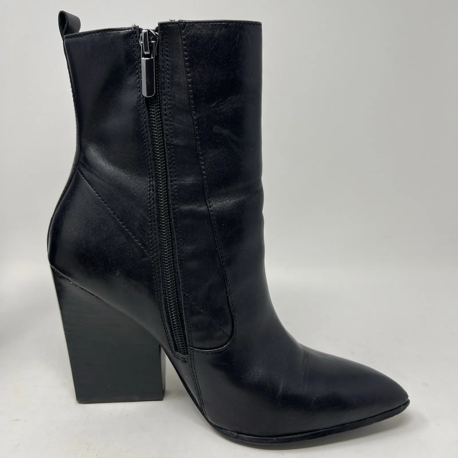Bleecker & Bond Kailey Ankle Booties Women's Size 7 Black Leather Zip Up Boots - Image 7