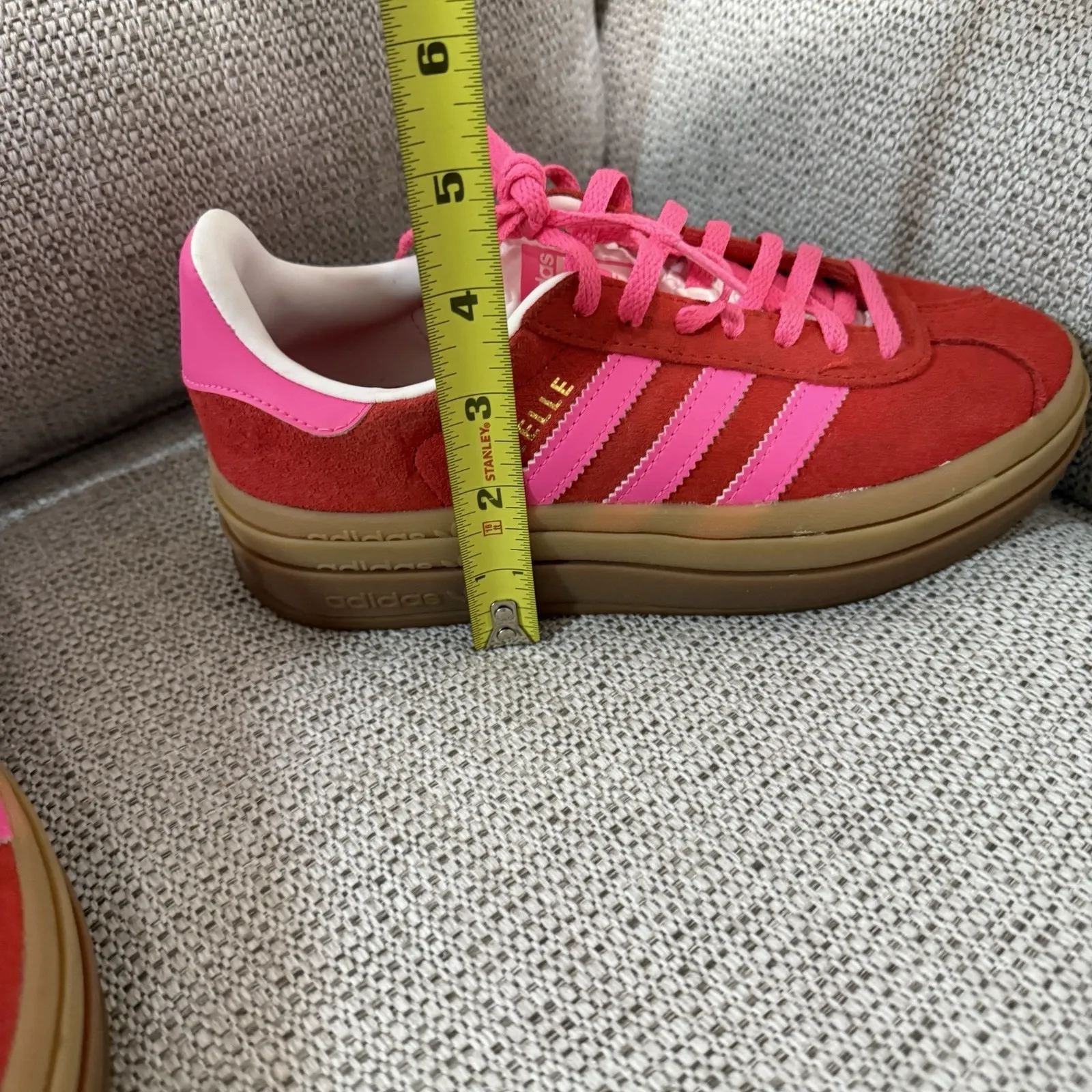 adidas Originals Gazelle Bold platform sneakers in red and pink size 5 - Image 14