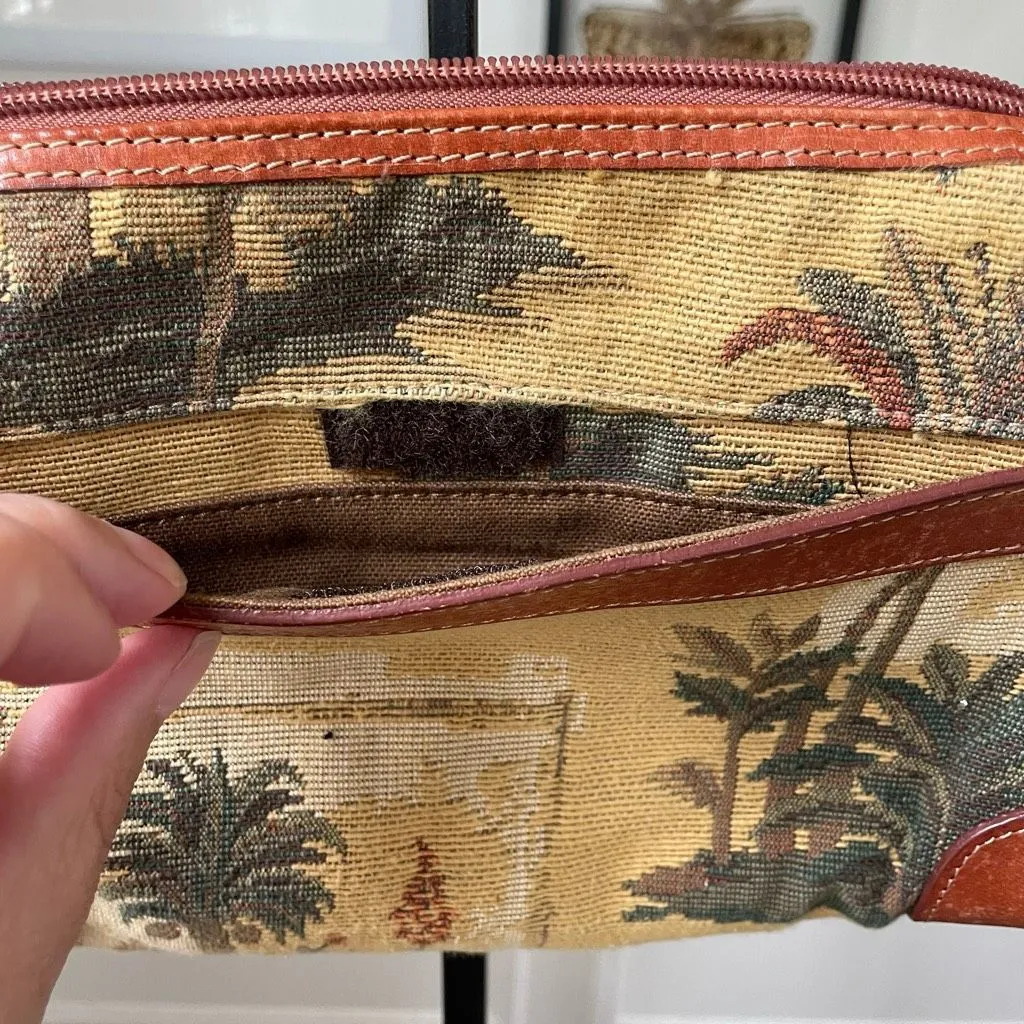 Vintage 90s Y2K Tommy Bahama Palm Tree Tapestry Baguette Bag Purse - Image 3