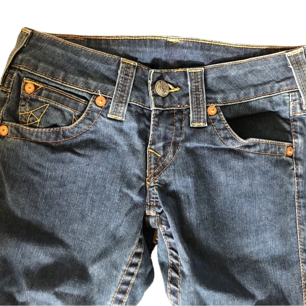 VTG True Religion Joey Boot Low Rise Flare Jean Sz. 26X28 Med. Wash Boho - Image 3