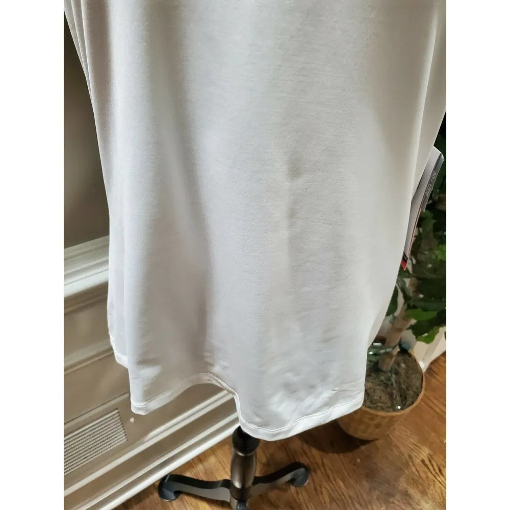 Fila Women's Solid White Polyester V-Neck Cap Sleeve Activewear Top Size Large - Image 4