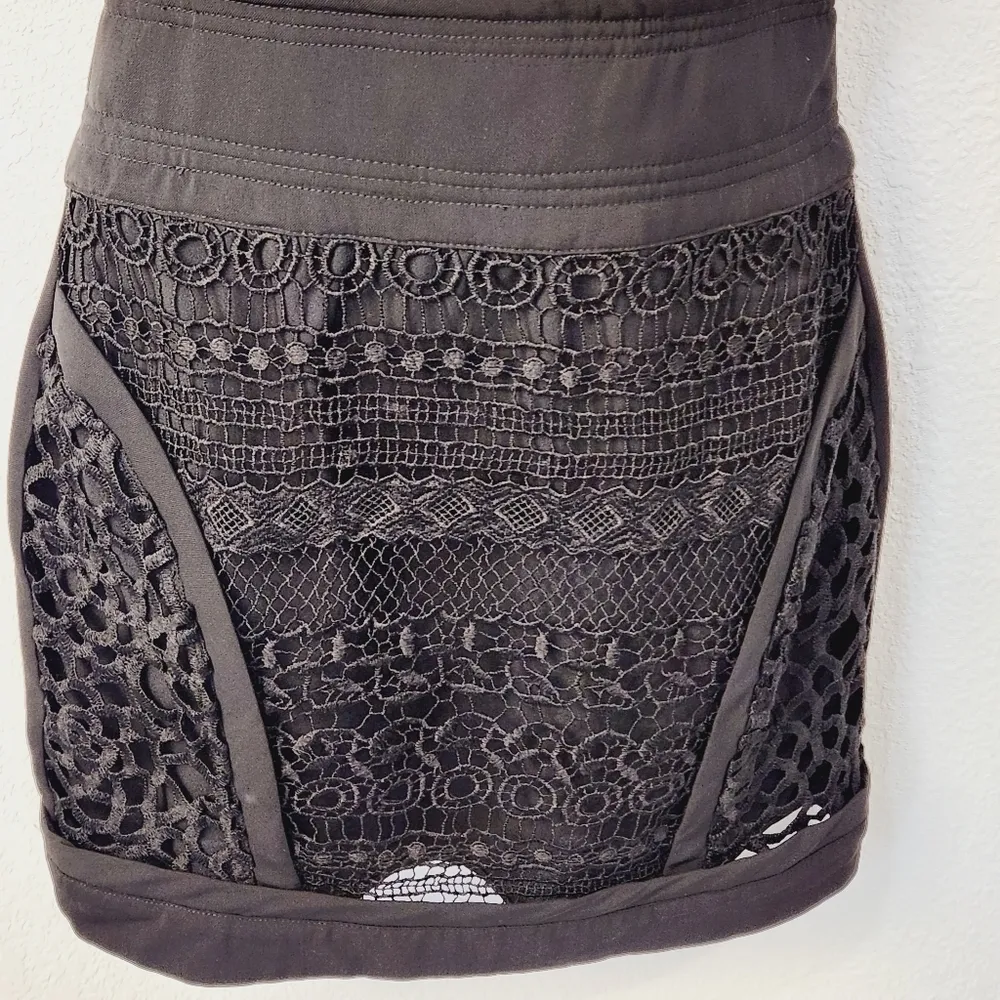 Lulumari Black See-through Front With Abstract Back Cut Out Mini Dress Size: S - Image 4