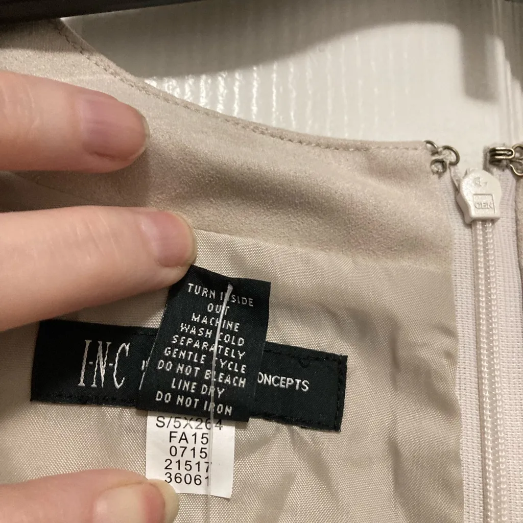 I.N.C. New Cream Beige Faux Suede Studded Detail Sleeveless Shift Dress - Image 3