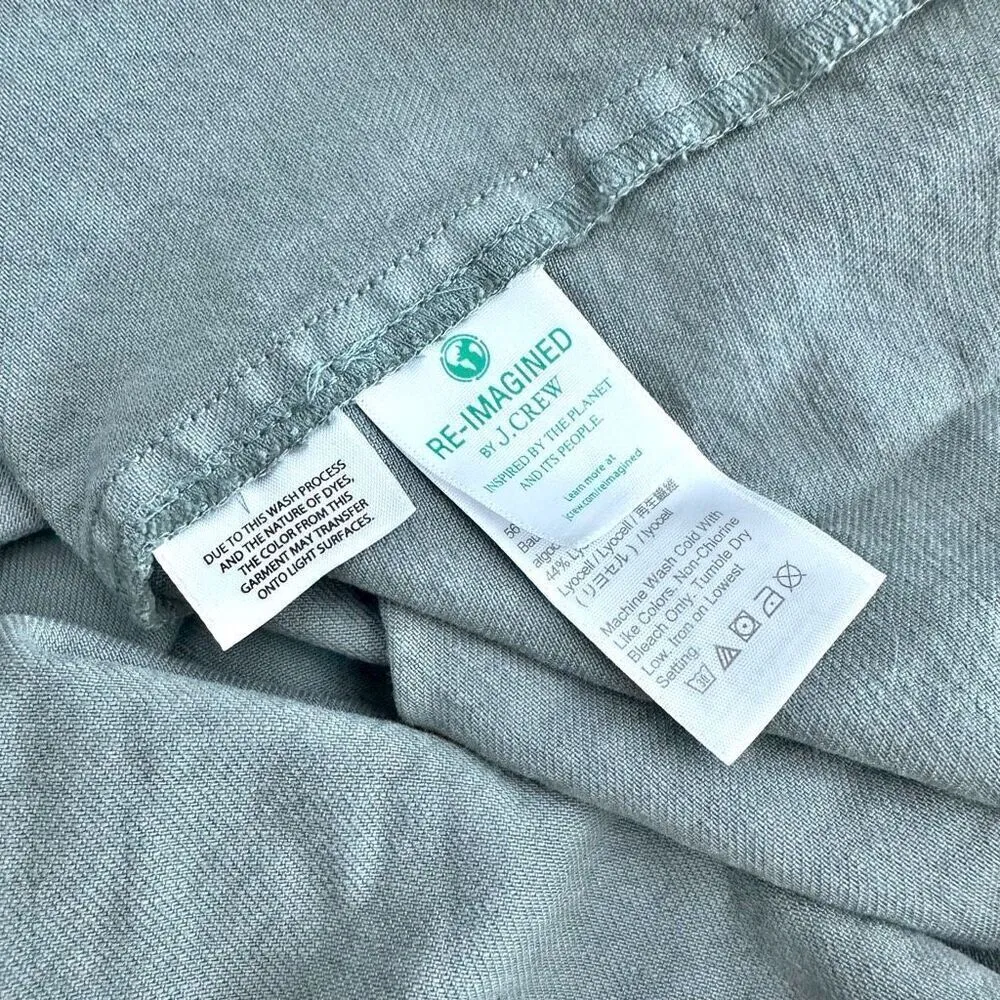 J. CREW | Zip Front Cargo Chino Dress Army Olive Green Elastic Waist | Size 18 - Image 7